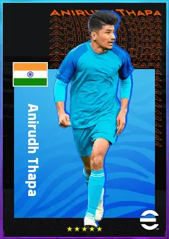 Anirudh Thapa eFootball 2026 player card, 73 OVR CMF