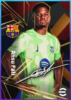 Ansu Fati eFootball 2026 player card, 83 OVR CF