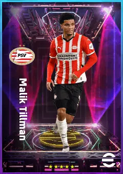 Malik Tillman eFootball 2026 player card, 80 OVR AMF
