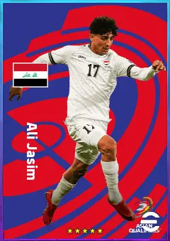 Ali Jasim eFootball 2026 player card, 77 OVR RWF