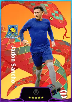 Jadon Sancho eFootball 2026 player card, 82 OVR LWF