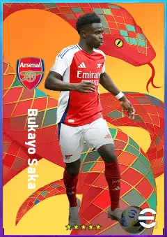 Bukayo Saka eFootball 2026 player card, 85 OVR RWF