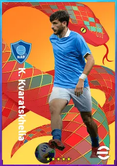 K. Kvaratskhelia eFootball 2026 player card, 85 OVR LWF