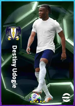 Destiny Udogie eFootball 2026 player card, 83 OVR LB