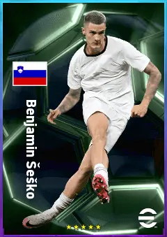 Benjamin Šeško eFootball 2026 player card, 82 OVR CF