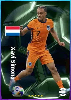 Xavi Simons eFootball 2026 player card, 83 OVR AMF