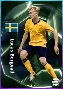Lucas Bergvall eFootball 2026 player card, 80 OVR CMF