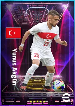 Yunus Akgün eFootball 2026 player card, 78 OVR RWF