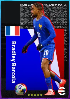Bradley Barcola eFootball 2026 player card, 83 OVR LWF