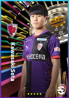 Kawasaki Sota eFootball 2026 player card, 77 OVR CMF