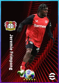 Jeremie Frimpong eFootball 2026 player card, 83 OVR RB