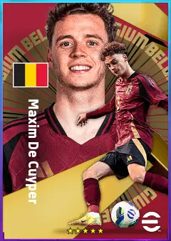 Maxim De Cuyper eFootball 2026 player card, 79 OVR LB