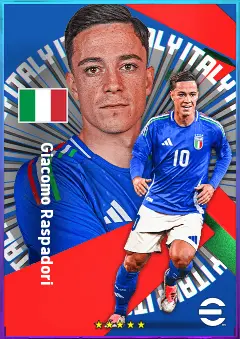 Giacomo Raspadori eFootball 2026 player card, 81 OVR CF