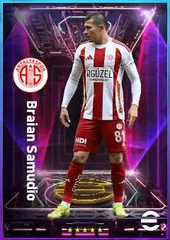 Braian Samudio eFootball 2026 player card, 77 OVR LWF