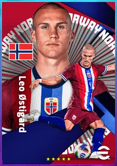 Leo Østigård eFootball 2026 player card, 79 OVR CB