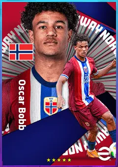 Oscar Bobb eFootball 2026 player card, 80 OVR RWF