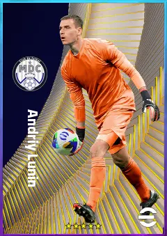 Andriy Lunin eFootball 2026 player card, 82 OVR GK