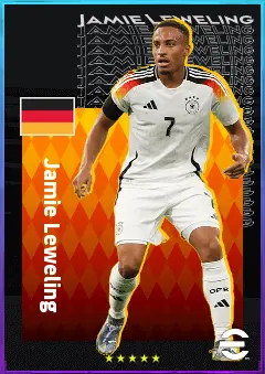 Jamie Leweling eFootball 2026 player card, 80 OVR RWF