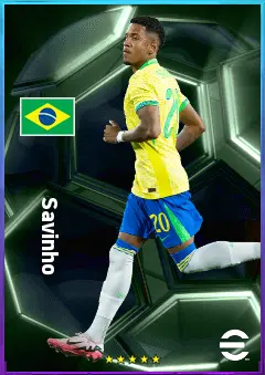 Savinho eFootball 2026 player card, 83 OVR LWF