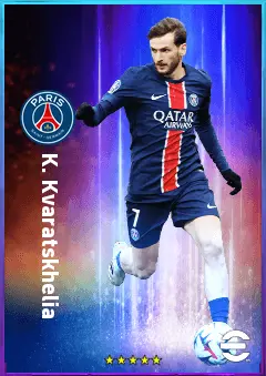 K. Kvaratskhelia eFootball 2026 player card, 84 OVR LWF