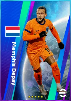 Memphis Depay eFootball 2026 player card, 82 OVR CF