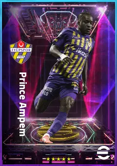Prince Ampem eFootball 2026 player card, 77 OVR LWF