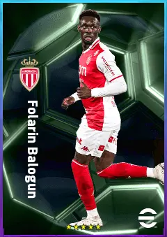 Folarin Balogun eFootball 2026 player card, 81 OVR CF