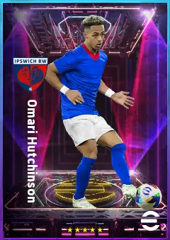 Omari Hutchinson eFootball 2026 player card, 79 OVR AMF