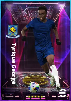 Tyrique George eFootball 2026 player card, 75 OVR LWF