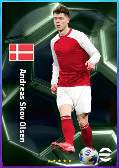 Andreas Skov Olsen eFootball 2026 player card, 82 OVR RWF