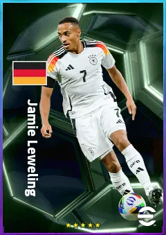Jamie Leweling eFootball 2026 player card, 80 OVR RWF
