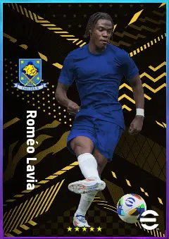Roméo Lavia eFootball 2026 player card, 81 OVR DMF