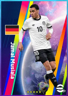 Jamal Musiala eFootball 2026 player card, 85 OVR AMF