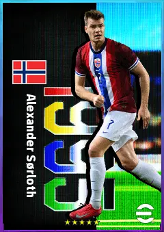 Alexander Sørloth eFootball 2026 player card, 82 OVR CF