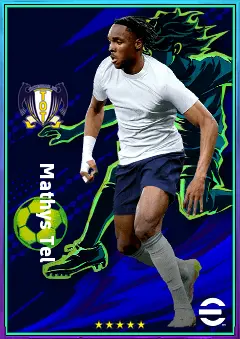 Mathys Tel eFootball 2026 player card, 75 OVR LWF