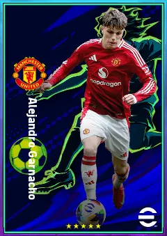 Alejandro Garnacho eFootball 2026 player card, 77 OVR LWF