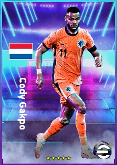 Cody Gakpo eFootball 2026 player card, 83 OVR LWF