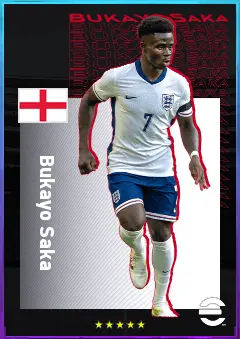 Bukayo Saka eFootball 2026 player card, 85 OVR RWF