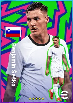 Benjamin Šeško eFootball 2026 player card, 83 OVR CF