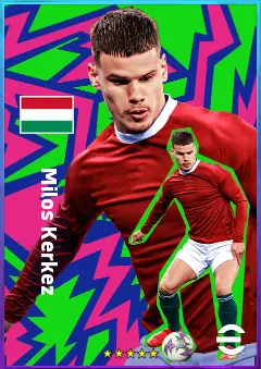 Milos Kerkez eFootball 2026 player card, 82 OVR LB