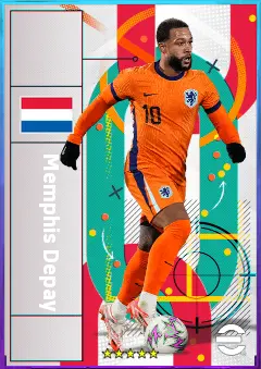 Memphis Depay eFootball 2026 player card, 83 OVR AMF