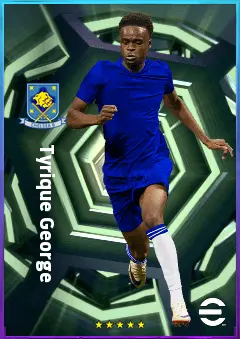 Tyrique George eFootball 2026 player card, 78 OVR LWF