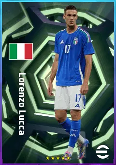Lorenzo Lucca eFootball 2026 player card, 80 OVR CF