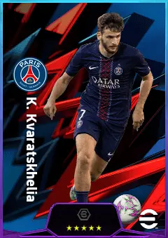 K. Kvaratskhelia eFootball 2026 player card, 84 OVR LWF