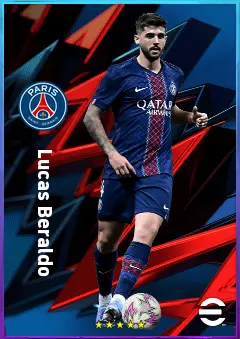 Lucas Beraldo eFootball 2026 player card, 82 OVR CB