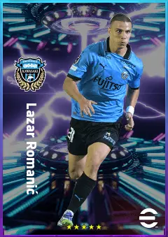 Lazar Romanić eFootball 2026 player card, 77 OVR CF