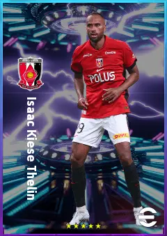 Isaac Kiese Thelin eFootball 2026 player card, 80 OVR CF