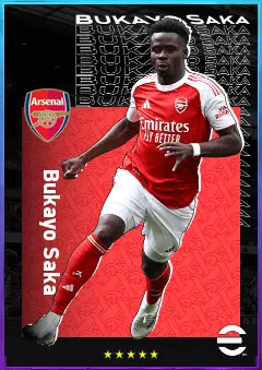 Bukayo Saka eFootball 2026 player card, 85 OVR RWF