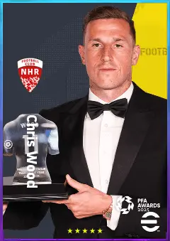 Chris Wood eFootball 2026 player card, 82 OVR CF