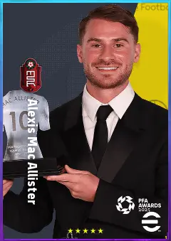 Alexis Mac Allister eFootball 2026 player card, 84 OVR CMF